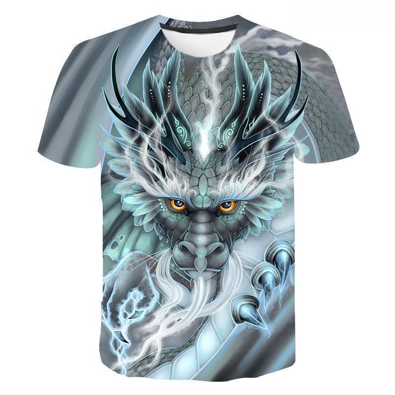 

Summer Round Neck 3D Cartoon Pattern Dragon Printed Top Fashionable Casual Short Sleeved Children s Boy T-shirts 110