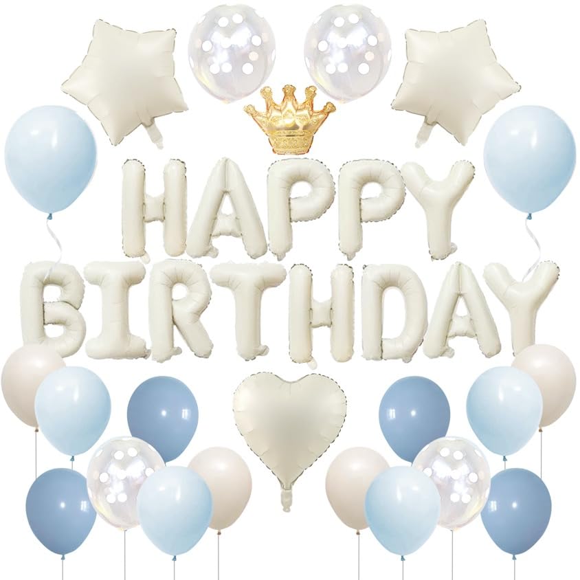 

Iysoll Dusty Blue Birthday Decoration Balloons Heart Balloons Banners Celebration Party Double-sided Tape Ribbon Included Suitable for All Ages
