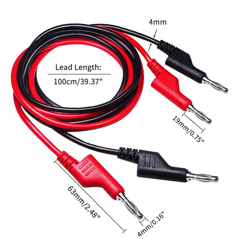 AD23-P1036 5PCS 4Mm Copper Banana Plug To Banana Plug Multimeter Test Leads Soft PVC Cable 1M Wire 1000V 15A