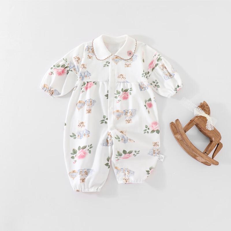 Baby Girl's Floral Print Cotton Romper