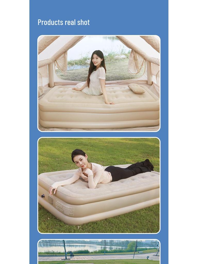 Double Inflatable Camping Mattress with Moisture-Proof Flocking