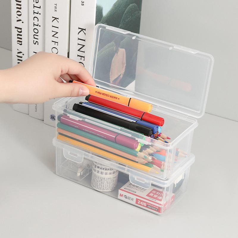 New 1/2pcs Portable Simple Plastic Transparent Pencil Box Student Stationery Pencil Case School Supplies For Kids Teachers