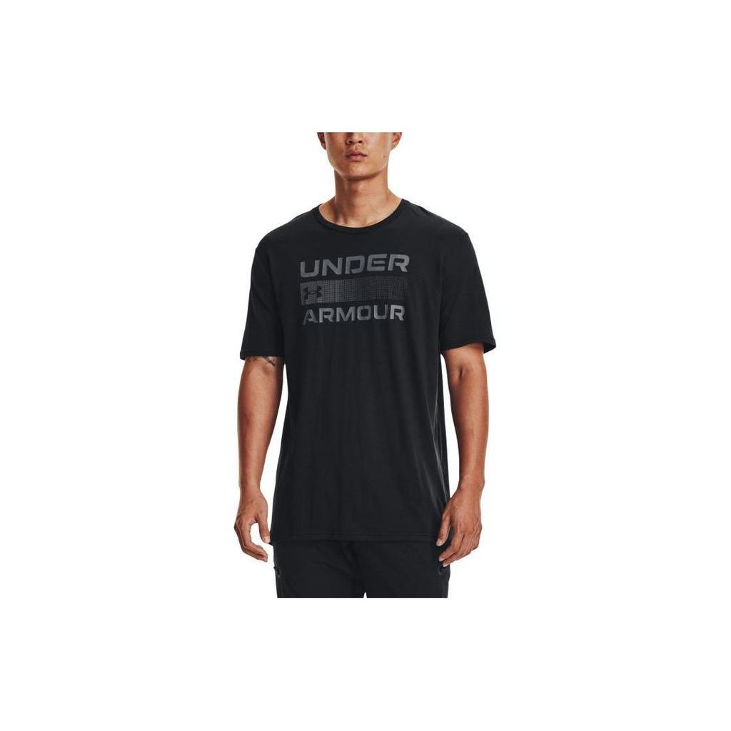 Under Armour Team Issue Letter Logo Print Training Short Sleeve T-Shirt Men Tops Black 1370952-001
