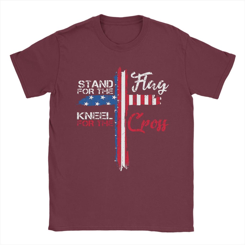 Stand For The Flag I Kneel For The Cross T-Shirt Summer  Cotton T-Shirts For Men Hip Hop Casual Tshirt Short Sleeve Clothing