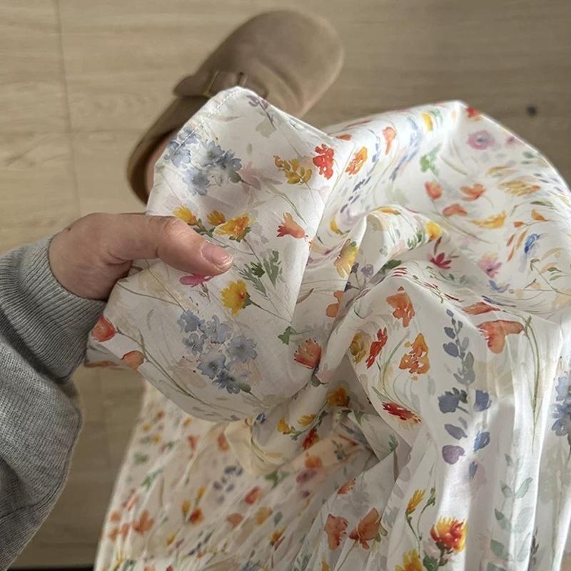 100x145cm Bawełniana Poplina Tkanina Styl Pastoralny Świeża Kwiatowa Tkanina z Nadrukiem Do Szycia DIY Ubranka dla Lalek Sukienka Piżama Koszule