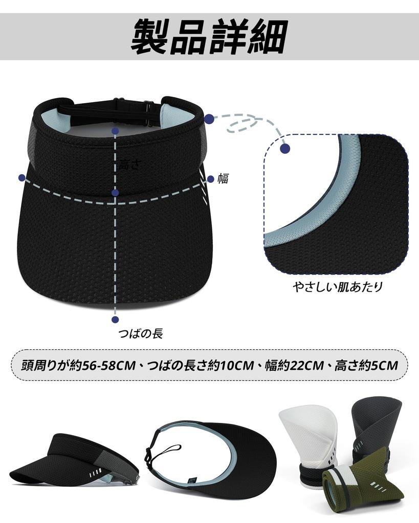 Croogo Sports Visor UV Protection Golf Tennis Lightweight Men G-DSKD1-black