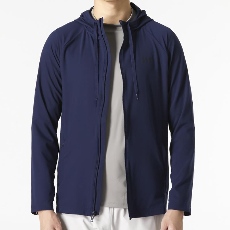 Under Armour Solid Color Logo Sports Casual Hooded Jacket Men Jackets Blue 1370499-410