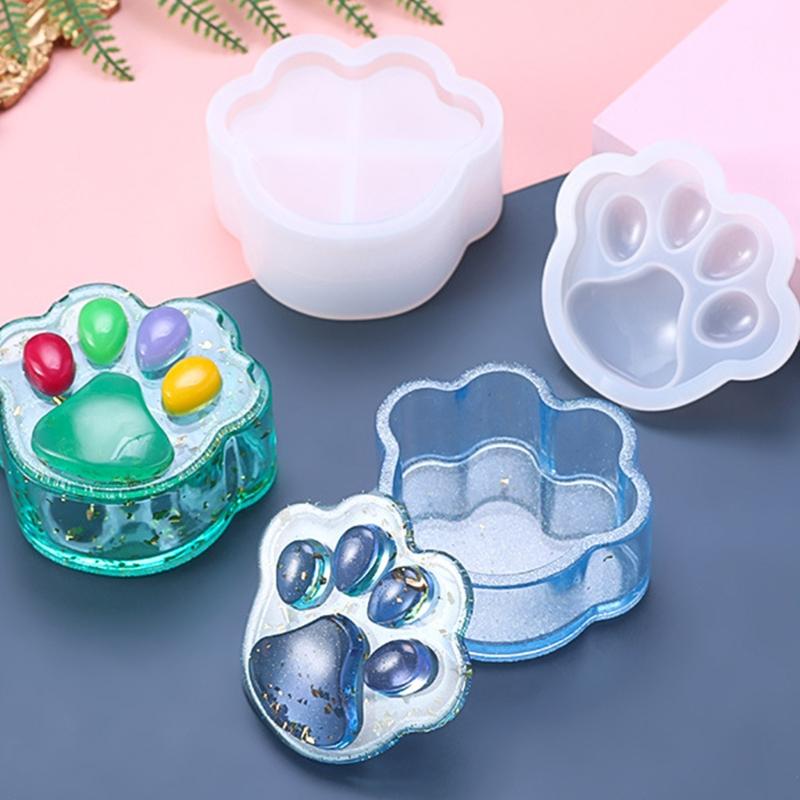 Flexible Sturdy Silicone Epoxy Resin Castes Mould Dog Paw Shaped Tray Dishes Mould for Craft and Home Decoration