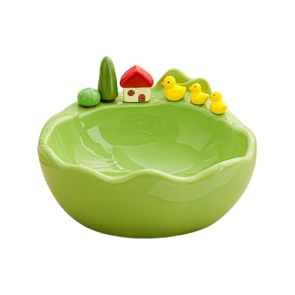 Cartoon Fruit Bowl with Fork Ceramic Snack Plate Fruit Serving Plate  Dessert Serving
