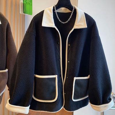 New Korean Version of Winter Clothing, Loose, Slim, Thick and Warm, Large Size Stitching, Plush, Comfortable and Versatile Jacket for Women