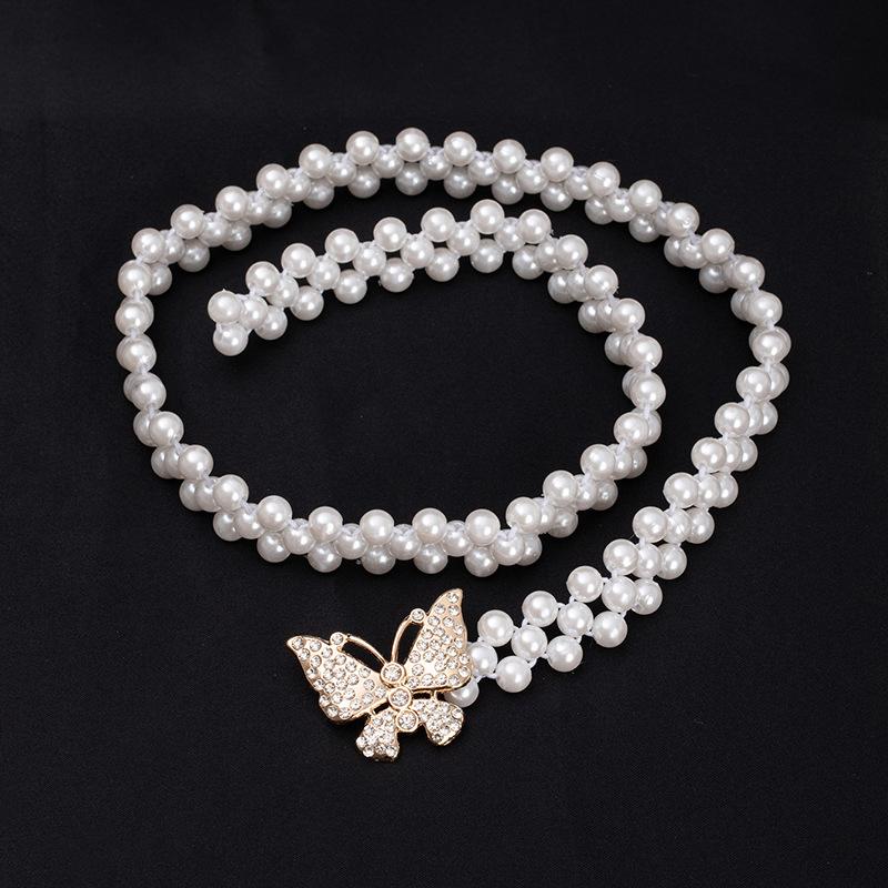 

Stylish And Elegant Pearl Waist Chain Internet Popular Inlaid Rhinestone Dress Decorative Belt Women S Elastic Waist Accessories