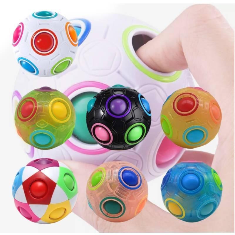 Colorful 12 Hole Magic Ball Stress Relief Toy Creative Rainbow Puzzle For Anxiety
