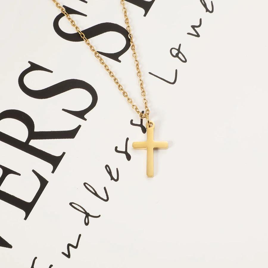 10pcs Stainless Steel Cross Pendant Necklace for Men Boys Gold Plated Silver Simple Fashionable Jewelry Beach Party