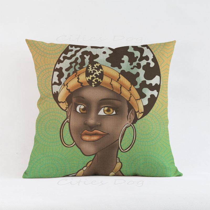 African Woman Painting Cushion Cover for Safe Pillow Case 45x45 Home Decorative Throw Pillow Cover Car Pillow Chair BZ175