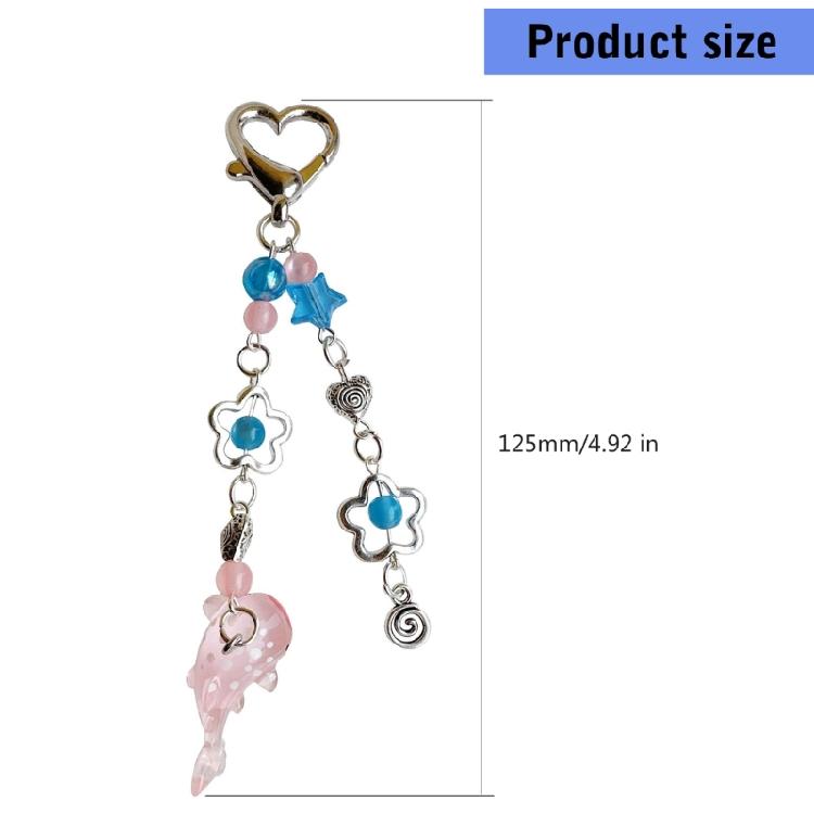 Whale Pendant Beaded Keychain Ocean Animal Keyring Mobile Phone Accessories Fashionable Cellphone Lanyard Decoration