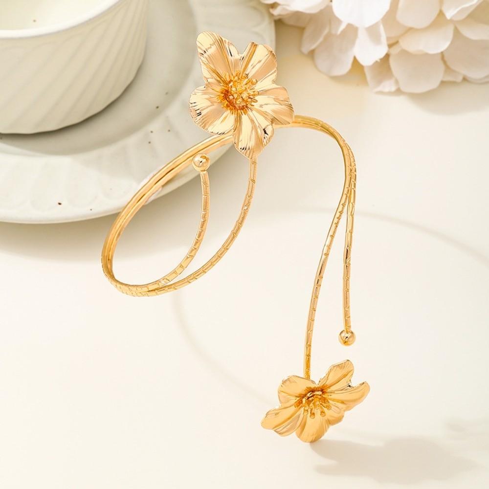 Enamel Glaze Flower Bracelet Floral Armband Elegant Open Arm Bangle  Gift