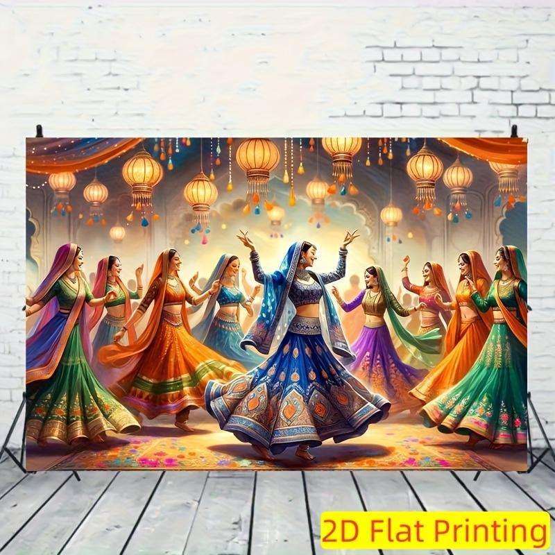 2D Flat Banner, 8x6 Feet Indian Traditional Dance Backdrop fabricDJH