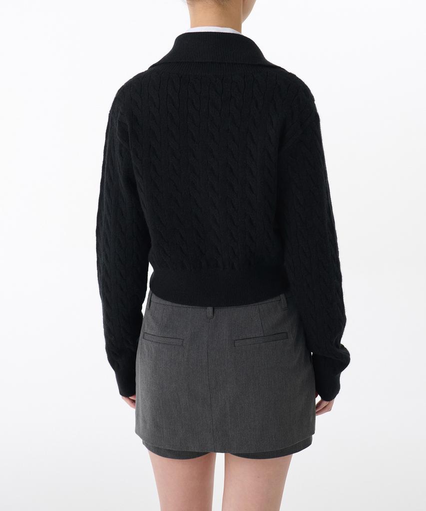 MUSINSA STANDARD WOMAN Women'S Cable Knit Zip-Up [Black]