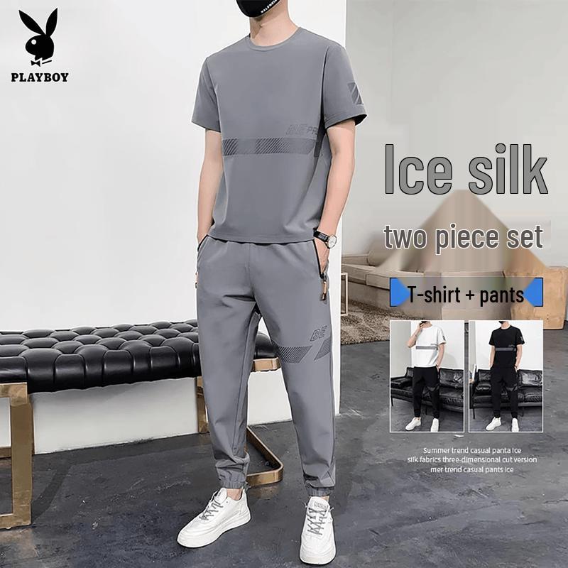PLAYBOY Men s Summer Casual Quick-Dry Two-Piece Set M