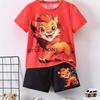 2026 Kids Clothes 2pcs Boys Fun Cartoon Bear Print Short Sleeve T-Shirt Shorts Set Summer Active Boys Complete Stylish Look