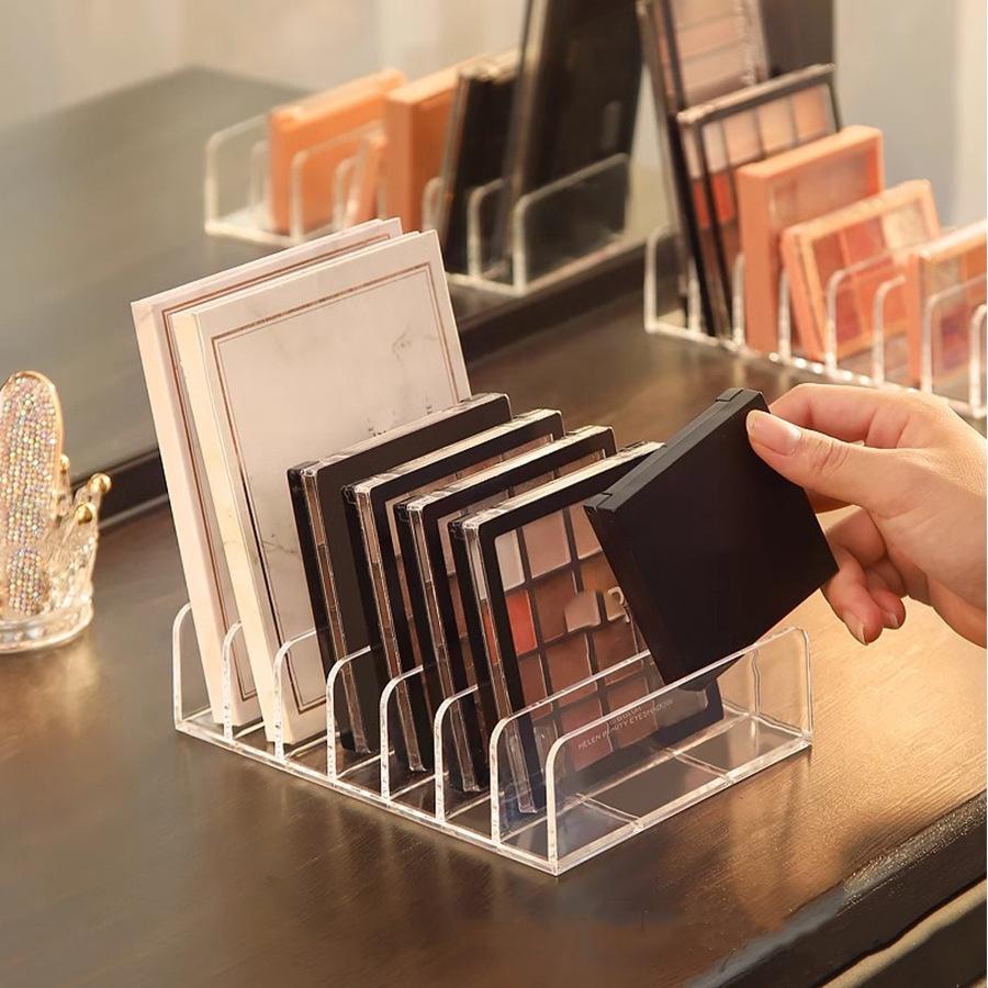 7-Fächer Make-up-Aufbewahrungsregal Lidschatten-Platten-Organizer Multifunktional Transparenter Kunststoff-Aufbewahrungs-Self für Musikfilm