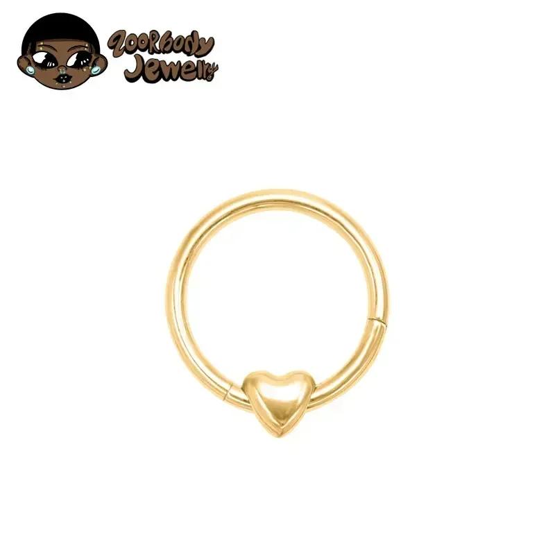 ASTM F136 Titan Herz Clicker Septum Piercing 16G Daith Helix Ohrring Piercing Neue Nasenringe Anodierter Körperschmuck