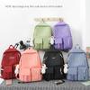 4-teiliges Canvas-Rucksack-Kombi-Set, Schultaschen mit Umhängetasche, Bleistiftbox, lässige Schultasche für