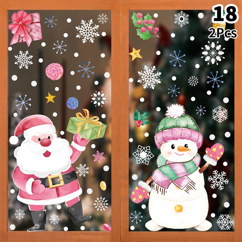 Removable Christmas Pvc Static Sticker Santa Window Stickers Beautify Snowflake Wall Decals New Year Party Glass Dress Up