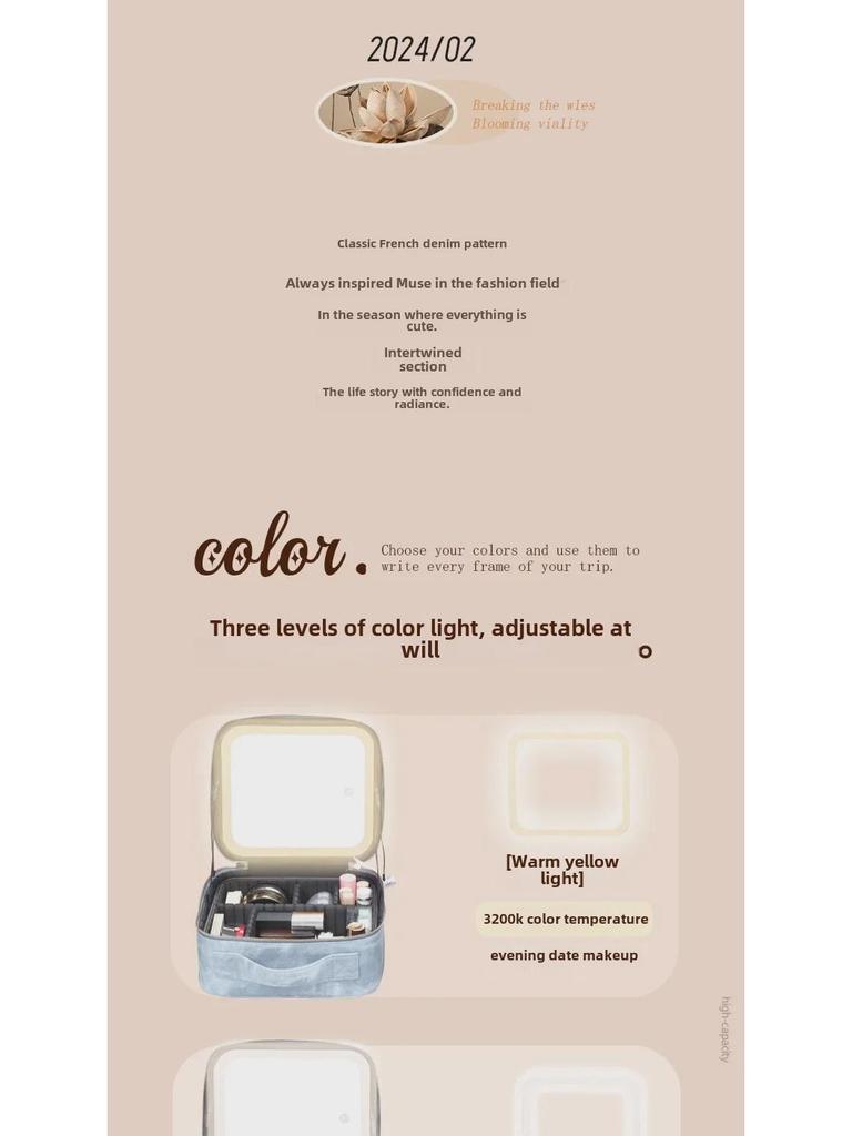 LED-Licht Kosmetiktasche mit großem Fassungsvermögen und Ganzkörperspiegel