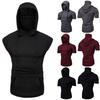 Stylish Men's Hooded Pullover T Shirt Tank Top With Protective Mask For Active Wear