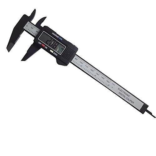 waves Digital Caliper with Battery, 150mm/0.1mm, Lightweight, DIY Carbon Fiber (Black)