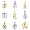 3pcs/Lot Crescent Moon Copper Zircon DIY Jewelry Pendant Octagonal Star Heart Butterfly CZ Charms Necklace Making