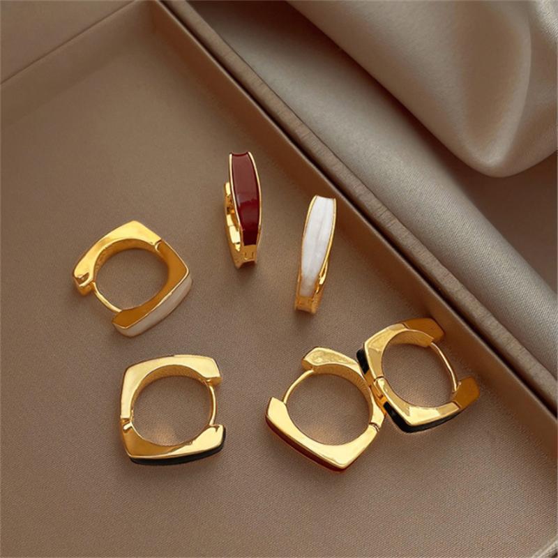 Fashion Korean Enamel Hoop Earrings for Women Girl Gift Jewelry Wholesale
