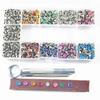 8-Color 7x7 Double-Sided Diamond Nail Metal Snap Buttons (400 Sets) with Installation Tools - DIY Male-Female Cap Studs