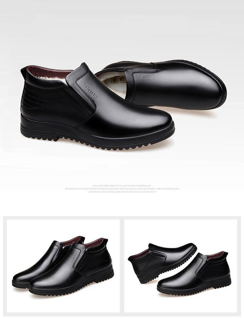 Herren High-Top Winterstiefel aus echtem Leder mit Woll- und Samtfutter