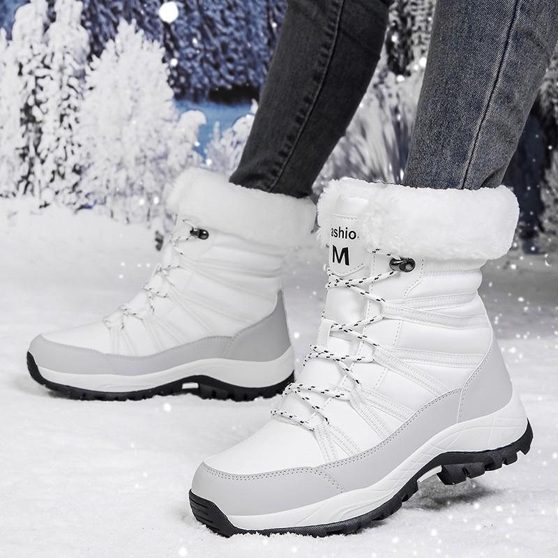 Women's Fleece-Lined High-Top Snow Boots - Warm, Thick, Plus Size Cotton Short Boots for Autumn/Winter Fashion
