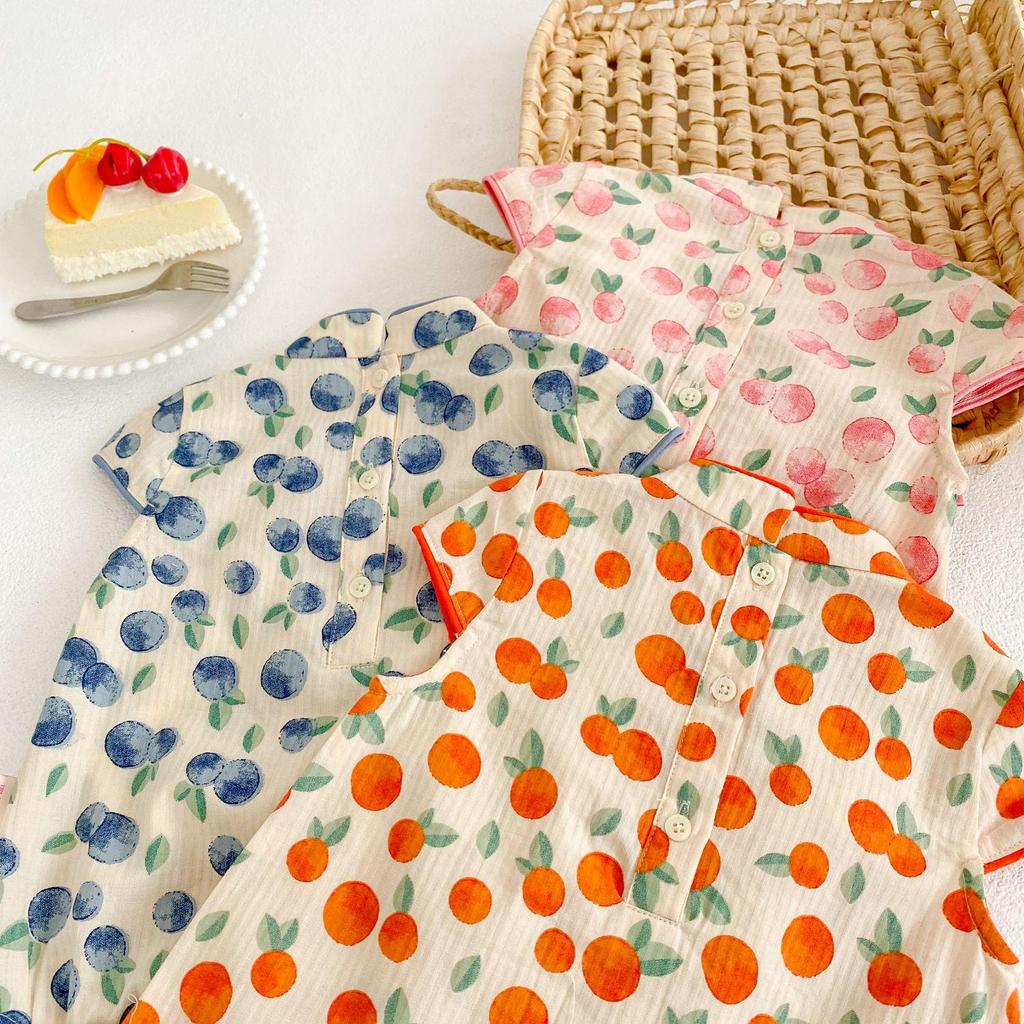 Sommer Mädchen Schwesternoutfits: Baby Strampler & Fruchtsalat Cheongsam Set