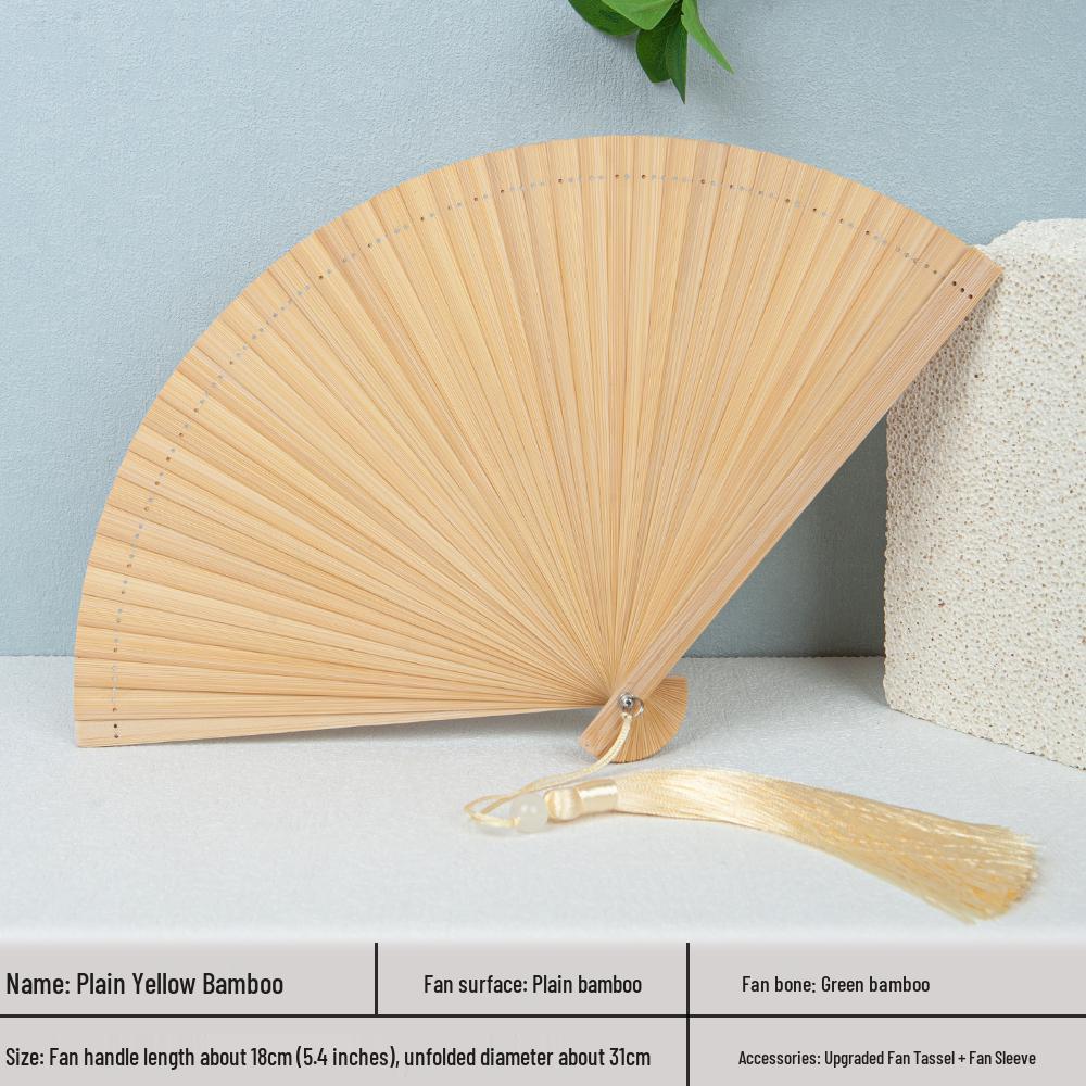 Bamboo Folding Fan: Portable Chinese Style for Summer, Cheongsam, Hanfu, and Children's Dance