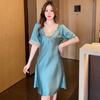 Silk Pajamas, Spring And Summer, Thin Sexy Sweet Lace Embroidered Short-Sleeved Dresses, Nightdresses, Loungewear