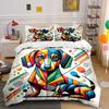 Colorful Geometric Dachshund Pattern. Bedding Sets Duvet Cover Sets Duvet Covers Pillowcases(1*Duvet Cover 2*Pillowcases Without Duvet Insert)