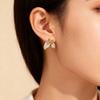 DIEYURO 316L Stainless Steel White Drip Oil Simple Flower Leaf Earrings Lady Waterproof Fashion Ear Studs Jewelry Glamorous