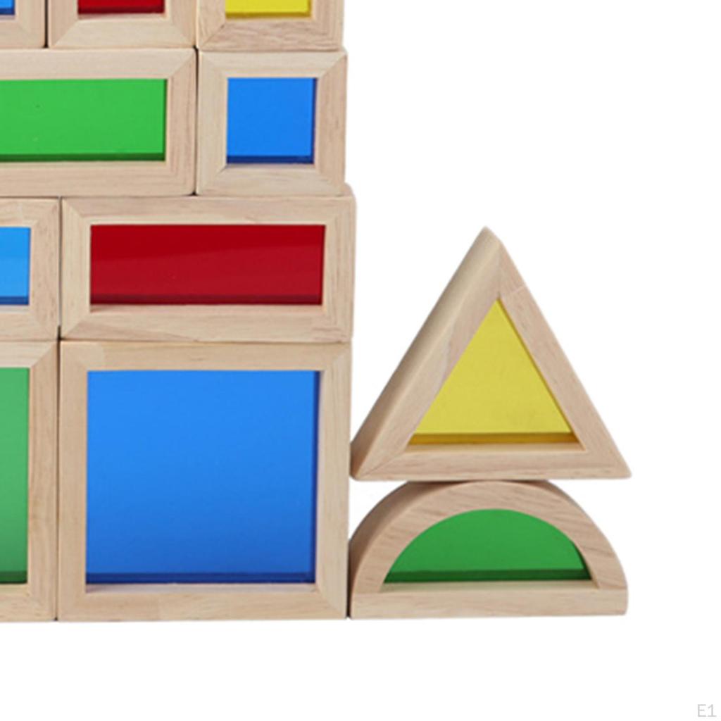 17 Pieces Stacking Game Construction Toys Wood Building Blocks Set Boys Girls Learning Developmental