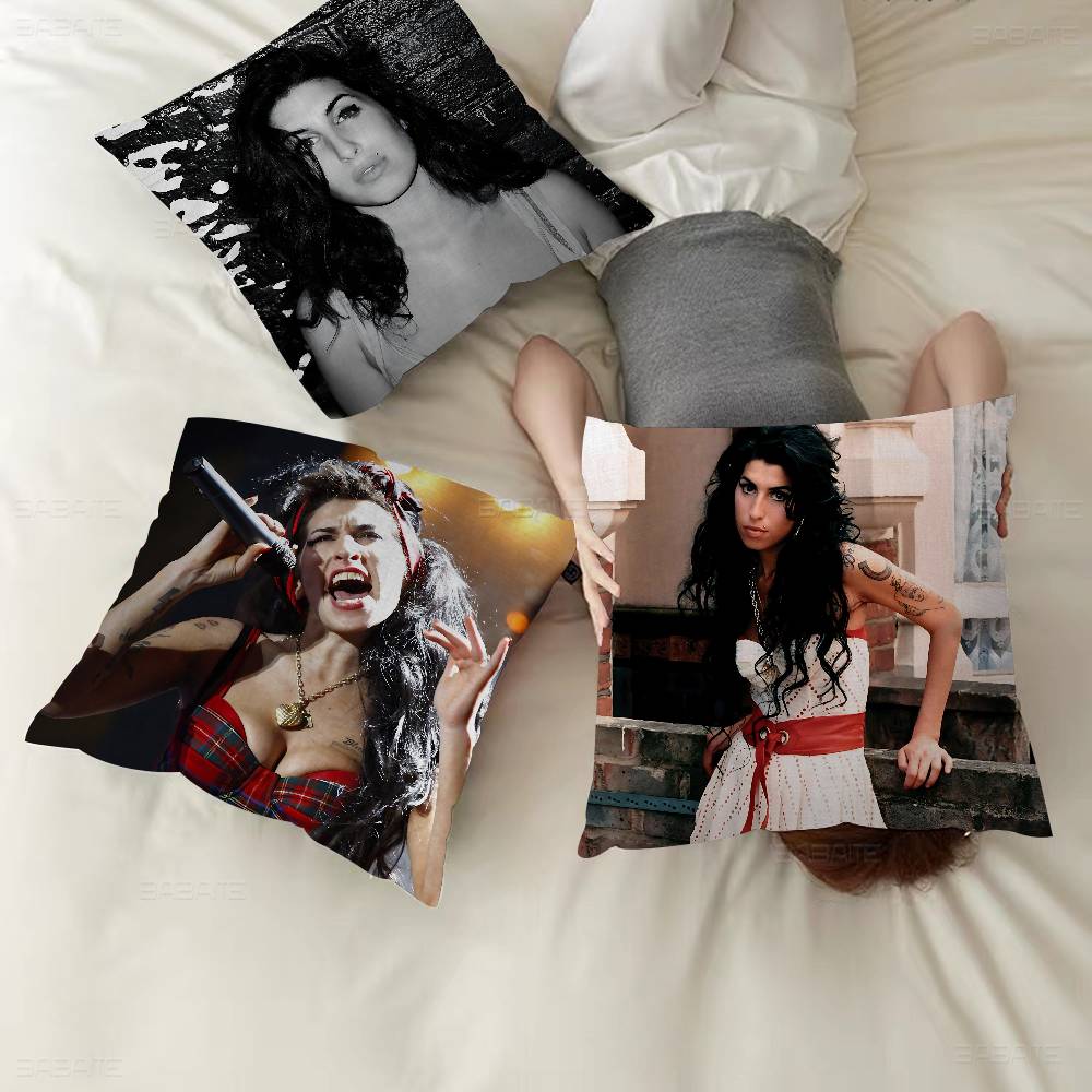 A-Amy W-Winehouse Singer Star Cushion Cover Car Throw Pillow Case For Sofa Car Christmas Gift 40x40cm 45x45cm