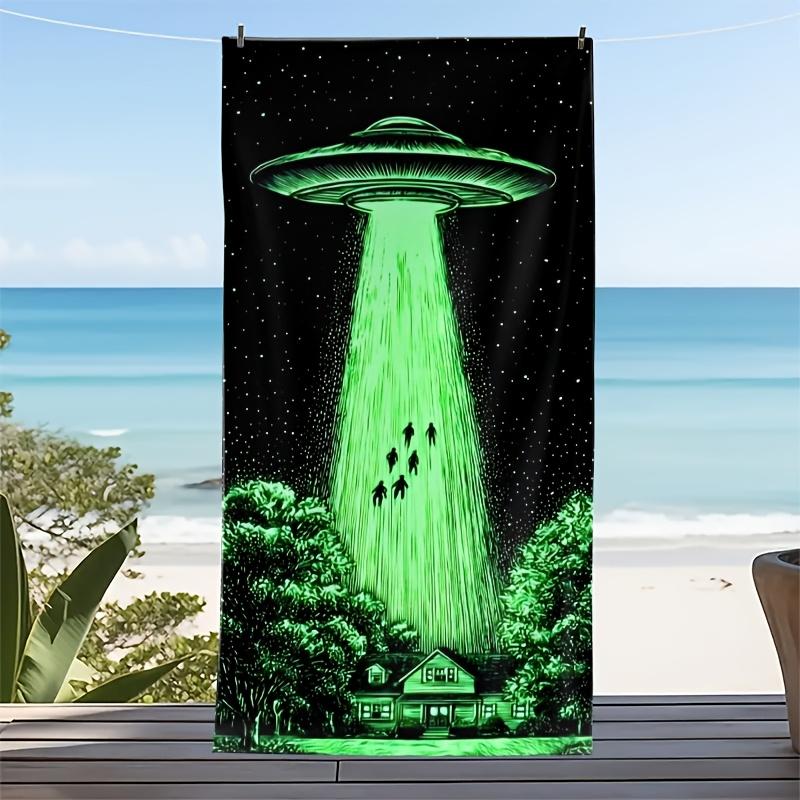 Textilien Men's Ufo Alien Beach Towel Sci Fi Print Quick Dry Microfiber Large Bath Towel For Wo Summer Night Party Swim Pool