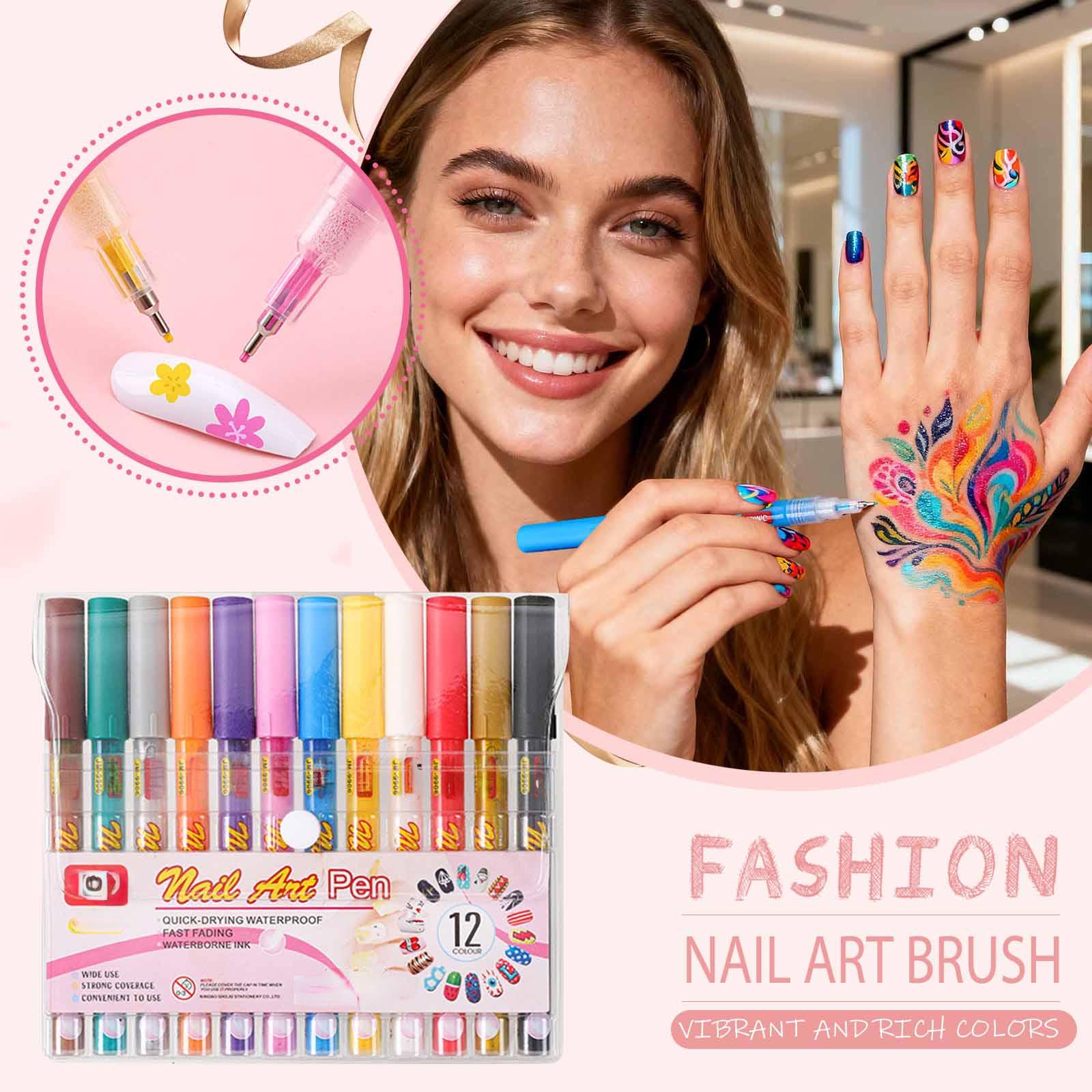 

Drawing Pen, Nail Painting Pen, DIY , Quick,drying, Colored Pen For Drawing Flowers And Outlining ,12 Colors36ml,0.5mm One Size