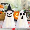 Halloween Ghost Decor Decoration, Indoor Tabletop Standing with Witch Spooky White Ornament Hat/Bow for Mantel Dining Table Party Home