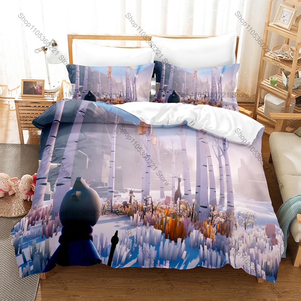 Omno Game Themed Bedding Set, Duvet Cover + 2 Pillowcases Mystical Scenery Pattern for Home & Dorm Use