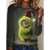 Women's Long Sleeve T-Shirt Cute Cat Pattern 3D Print Autumn Street Casual Fall Round Neck Oversized Clothing Outdoor T Shirts