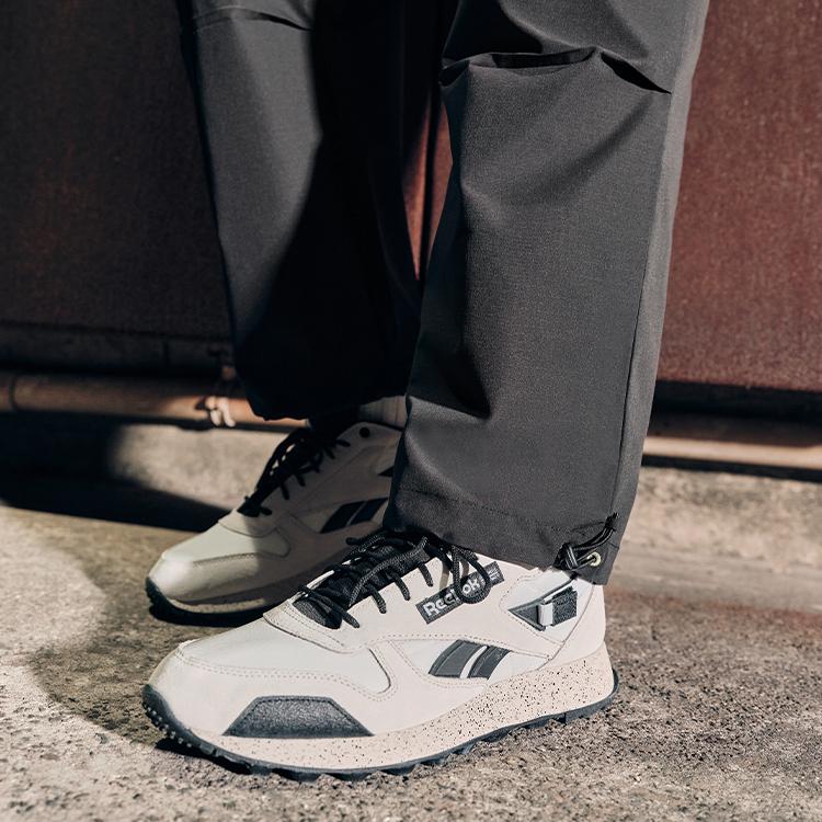Reebok Классические кожаные утепленные кроссовки-белые чисто-серые кроссовки унисекс Обувь-белый основной-черный 100074286