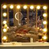 NUSVAN Actress Makeup Mirror with Stepless Three Color Lighting Adjustable Large Mount LED Makeup Mirror with 15 LED 10x and USB Port Hollywood-style